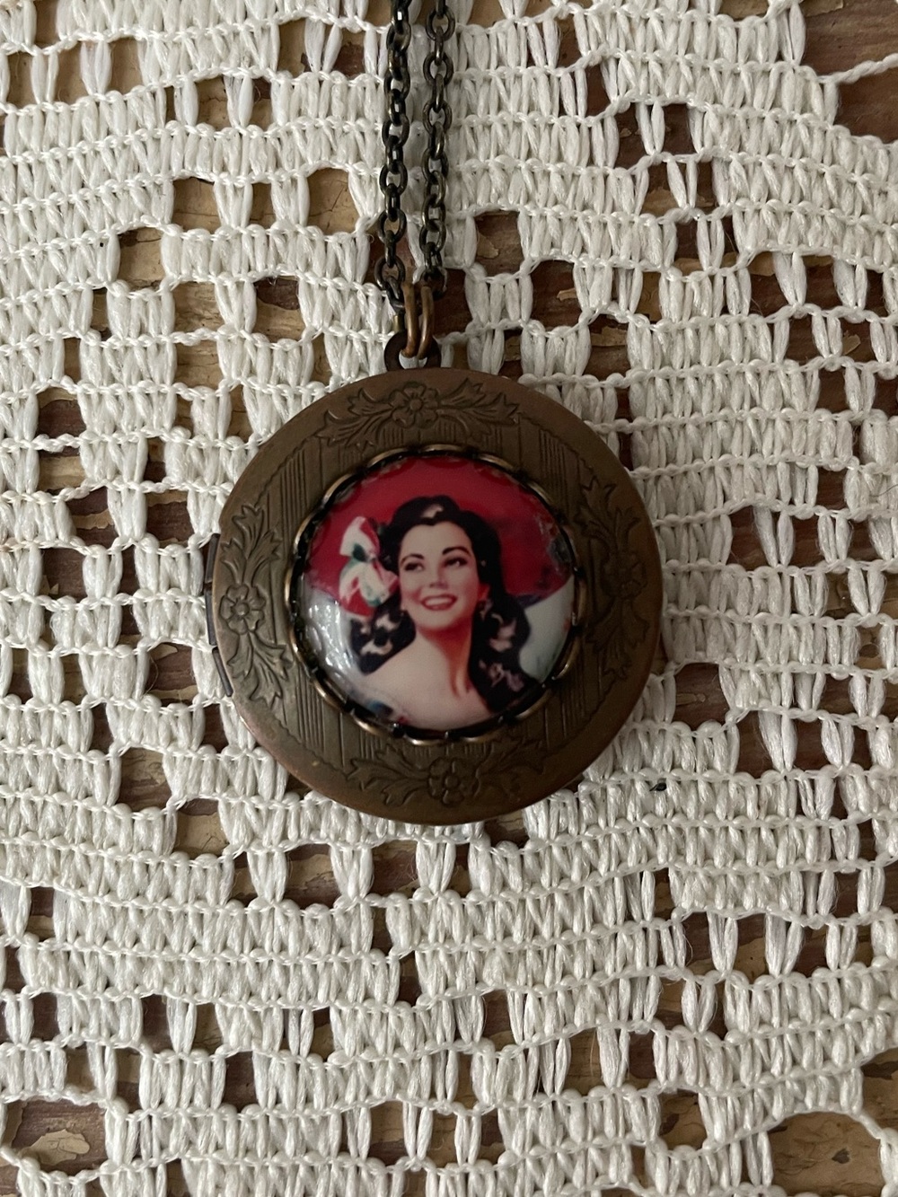 Vintage Bronze Metal Locket Necklace